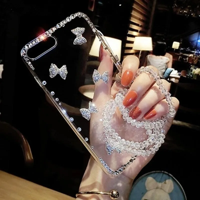 LaMaDiaa для SamsungS6 S7 S8 S9 S10 S20 S21 Plus Note5 8 9 10 20 чехол Роскошные Блестящие Стразы Лук