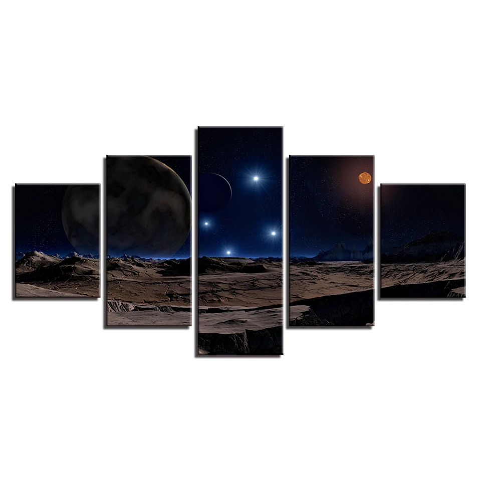 Плакат искусство HD декор с печатью стена комнаты 5 шт. земля планеты и горы