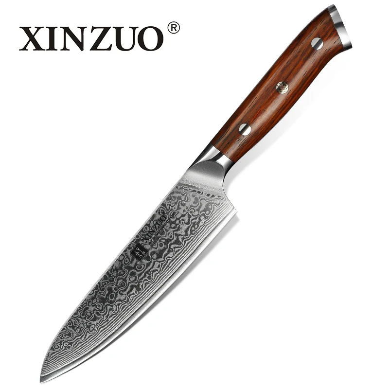 YU-Utility Knife XINZUO 5 ''дюймовый нож для стейка из дамасской стали VG10 кухонные ножи высокого качества нож с ручкой из палисандра - Цвет: YU-Utility Knife