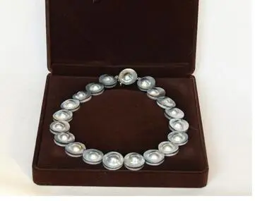 

women gift word Jewelry Beautiful AAA+ Natural 17" 23mm South Sea gray Mabe Pearl necklace pearl clasp
