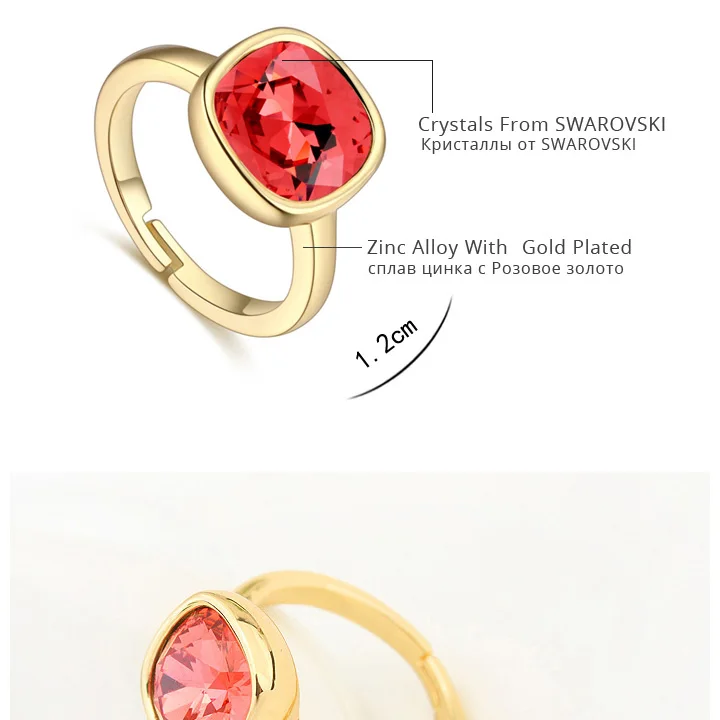 ANNGILL женское овальное кольцо Модные золотистые кристаллы от Swarovski Ювелирные изделия Обручальные кольца для женщин день рождения камень подарки