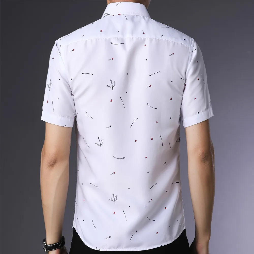 JZ CHIEF Mens печатных социальный Slim Fit рубашки модная одежда 2018 короткий рукав рубашка