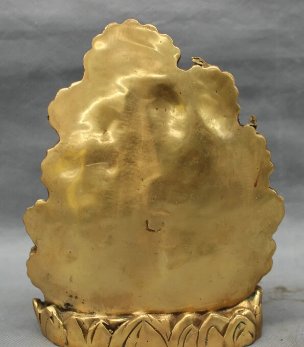 song voge gem S2488 8&quot Tibet Brass Buddhism Protect Deity 4 Arms Mahakala Buddha Ride Horse Statue | Дом и сад
