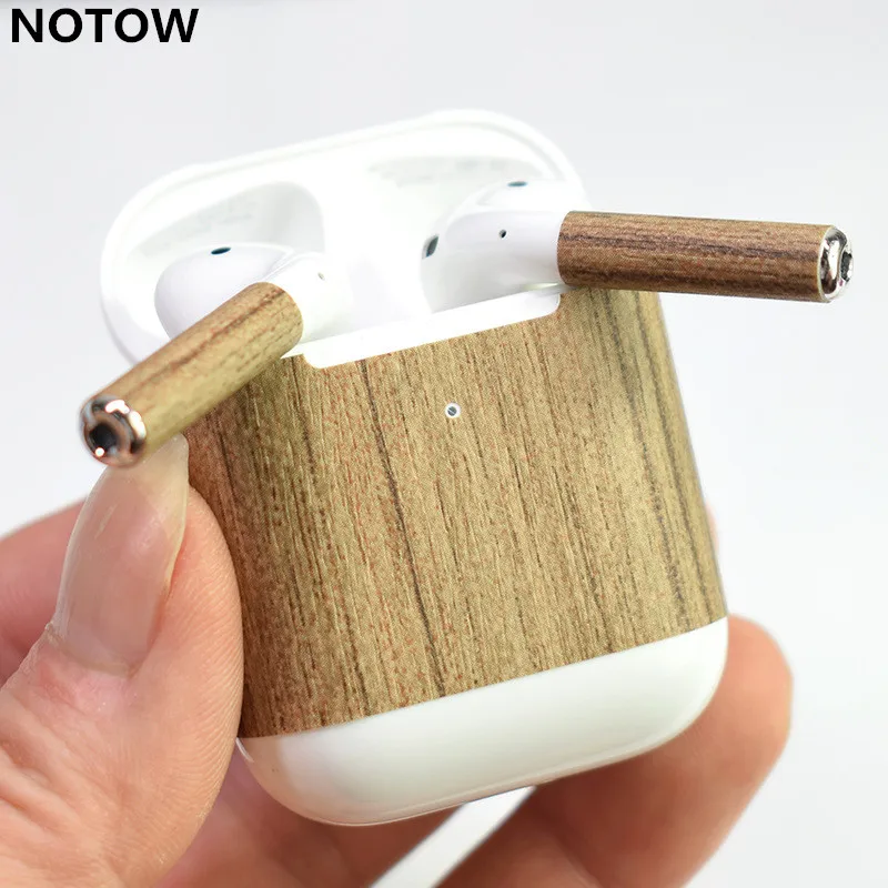Беспроводная Bluetooth-гарнитура NOTOW для Airpods 2 3D роскошные деревянные наклейки кожи
