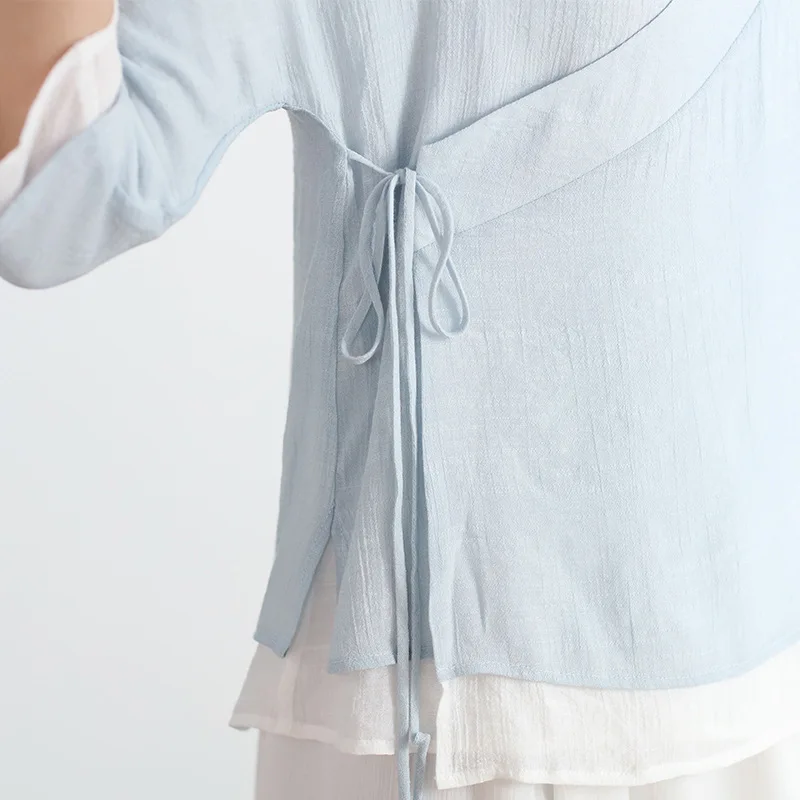 Jacket Elegant Chinese Clothing Lace Vintage Women's Half Sleeve Dress Shirt Double Zen Tea Service | Тематическая одежда и
