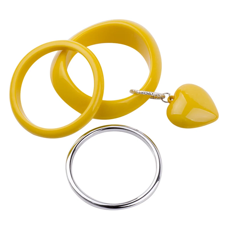 2017 Новая Мода Смола Браслет с Шармом Сердца 3 шт. Набор Браслеты Pulseiras Ювелирные