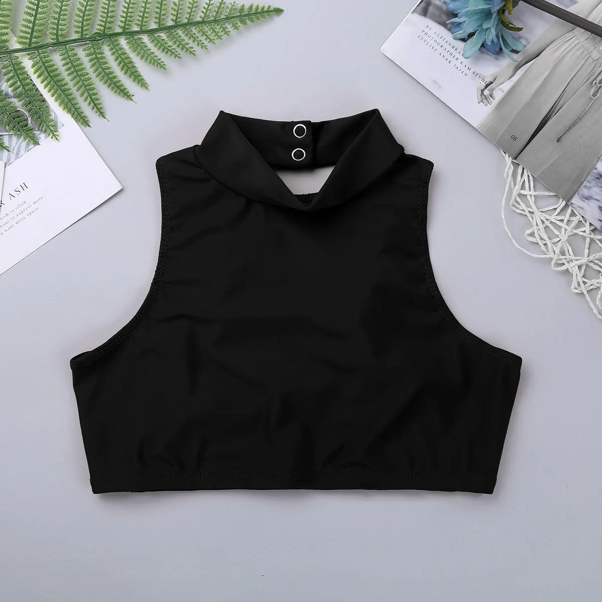 Black Камзол для девочек; детская майка без рукавов с вырезом крест-накрест на спине; топы; топ для балета, танцев, сцены, тренировок - Цвет: Black