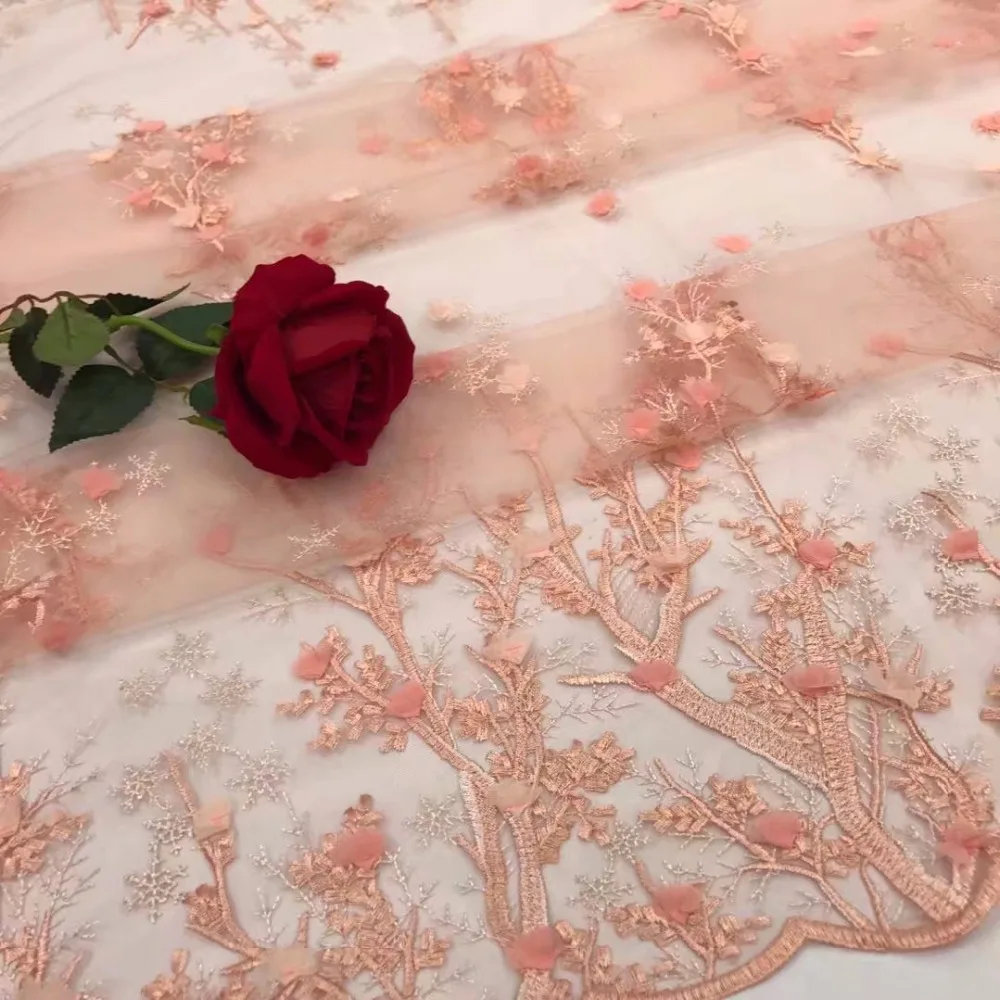 Beautifical 3d lace applique french tulle fabric 2018 high quality flower pattern for party dress 5yards/piece 5N261 | Дом и сад