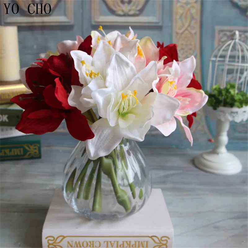 Цветные 3 искусственных цветка дешевые искусственные цветы для украшения