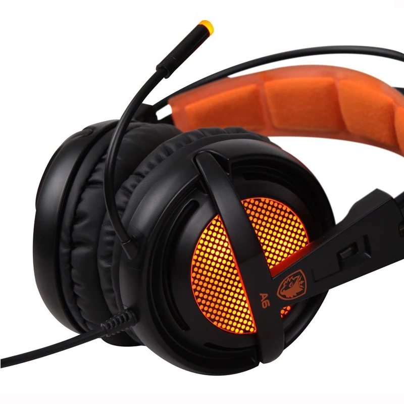 A6 SADES 7.1 Surround Sound USB LED Pro Компьютер Стерео Gaming Headset Наушники Студии с Микрофоном для