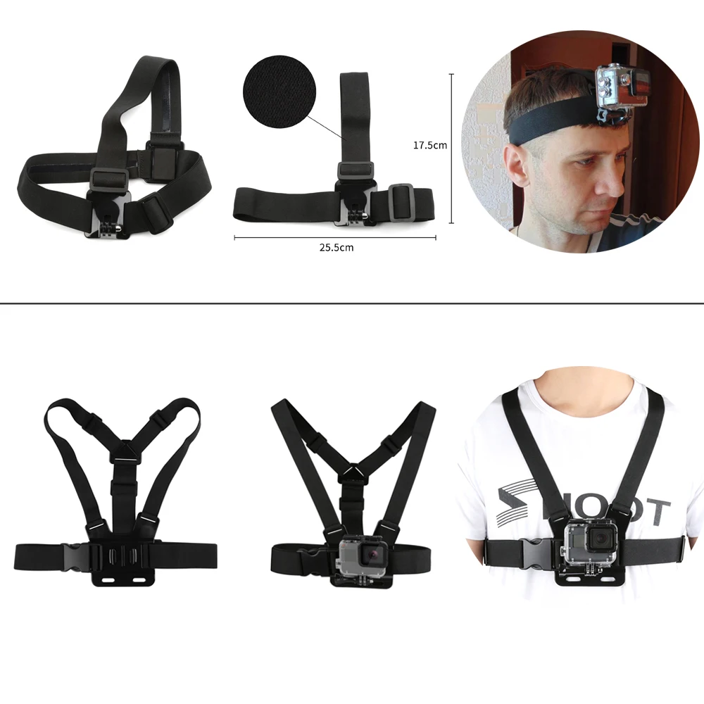 Комплект аксессуаров для экшн камеры GoPro Hero 9 8 7 6 5 4 Session Xiaomi Yi 4K Sjcam Sj4000 нагрудный