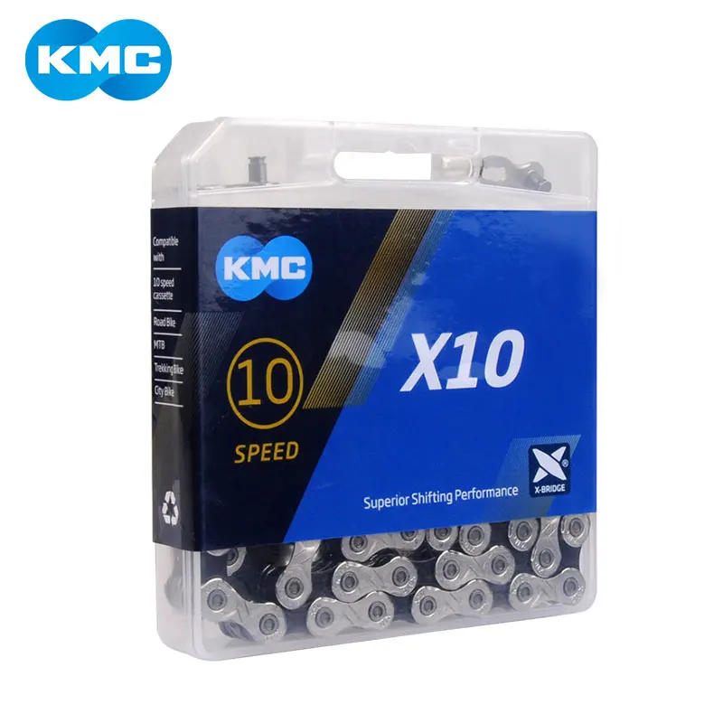 KMC X10 MTB дорожный велосипед цепи 116л 10 цепь для скоростного велосипеда волшебная кнопка горная с оригинальной коробкой