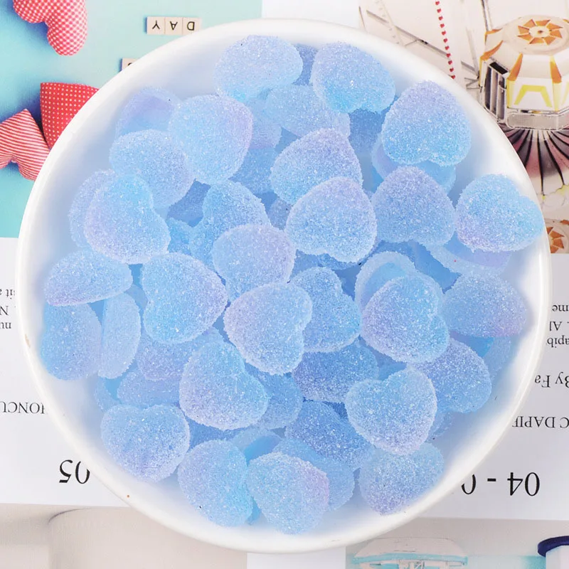 Gradient blue 20 шт кабошон в форме сердца из смолы с плоским дном, имитация конфет с плоской задней частью, кабошоны-аксессуары из смолы, сделай сам, скрапбукинг, декор для телефона - Цвет: Gradient blue