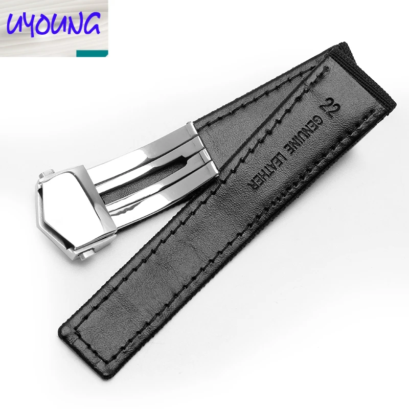 

UYOGN Folding buckle canvas watch strap Fit Tiger competing series Monaco 22MM nylon accessories