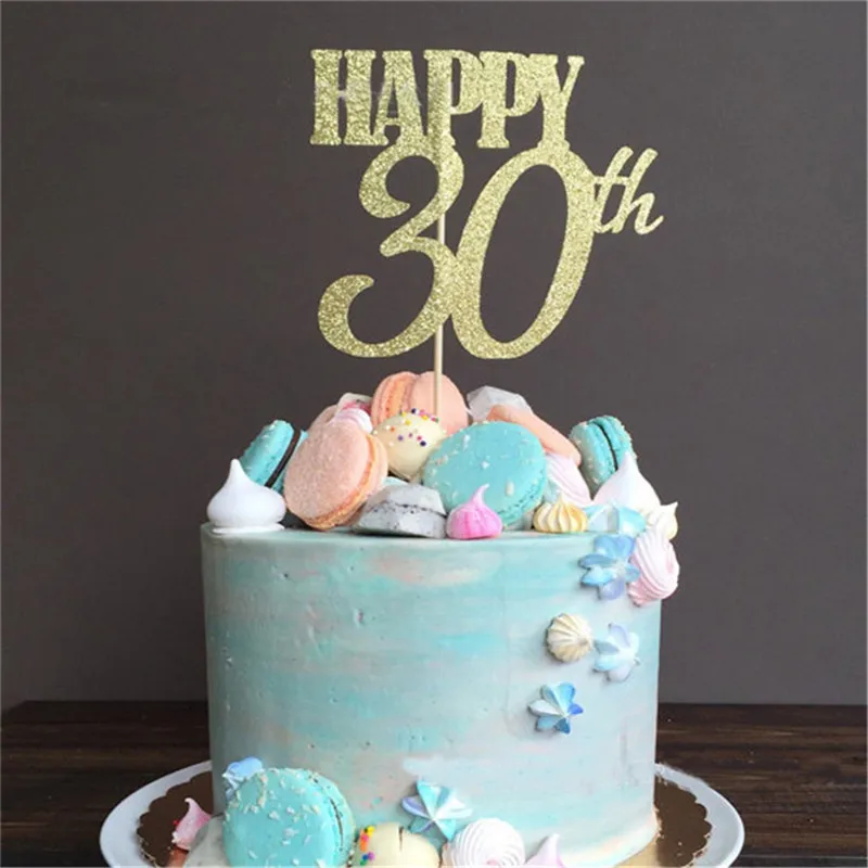 30 Chicinlife 1 шт. Золотой счастливый 30th/40th/50th 60th торт Топпер Взрослый день рождения Юбилей день рождения товары для украшения торта - Цвет: 30