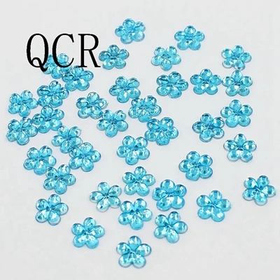 sky blue 500pcs 500 шт./упак. 7 мм цветочный дизайн, акриловый стразы в ассортименте, плоское основание для дизайна ногтей Стразы бусины - Цвет: sky blue 500pcs