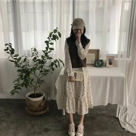 Длинные платья Max женское модное платье с длинным рукавом корейский дизайн