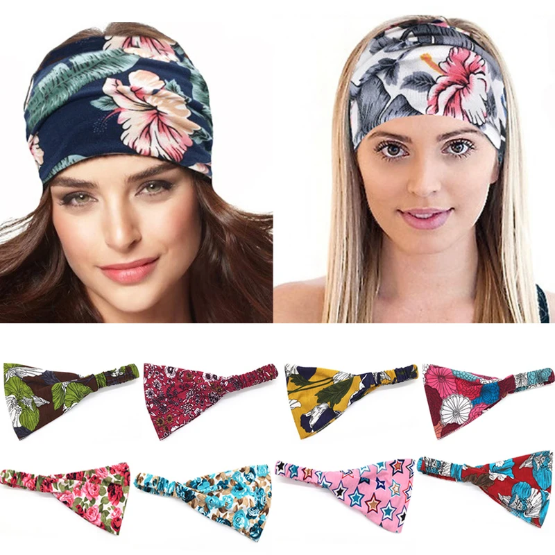 Повязка для волос в стиле бохо Женская тюрбан бандана аксессуары с цветочным