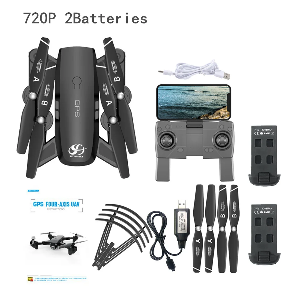 720P 2Batteries Беспилотник на радиоуправлении CSJ gps wifi FPV S166 gps RC Квадрокоптер Дрон с 1080P камерой HD 18 минут время полета селфи RC Дрон RC игрушки для детей - Цвет: 720P 2Batteries