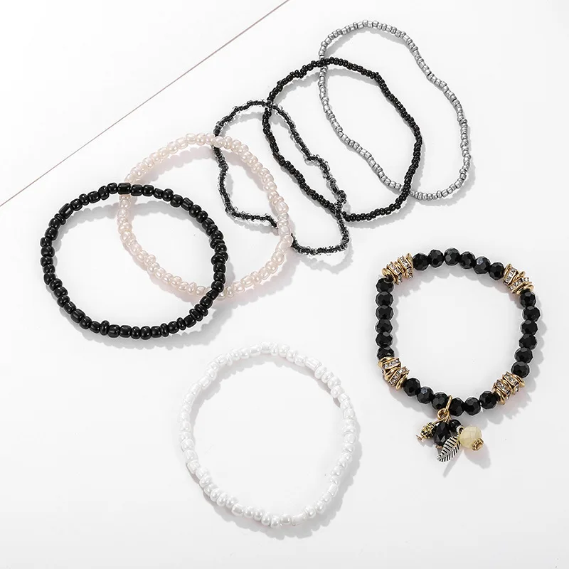 7 шт./лот богемные женские браслеты набор этнические бусины из натурального камня