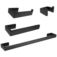 leyden black 304 stainless steel 4pcs bathroom accessories set wall mounted single towel bar towel ring holder paper holder