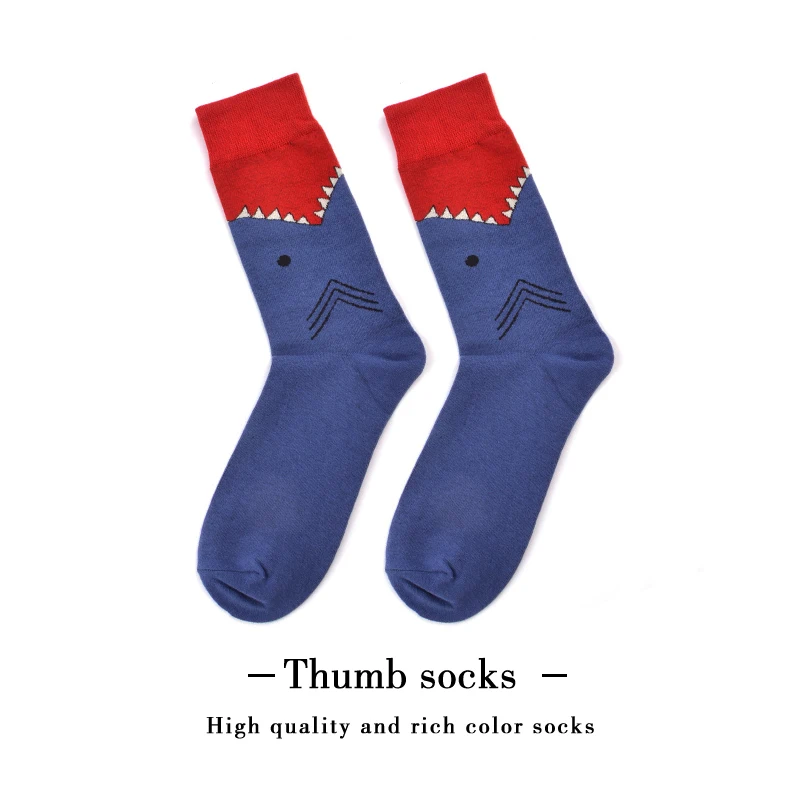 Red and blue Цветные хлопковые мужские носки, забавные носки для еды, ананаса, пиццы, гамбургера, пива, Чили, катания на коньках, Harajuku, счастливые носки для рождественского подарка - Цвет: Red and blue