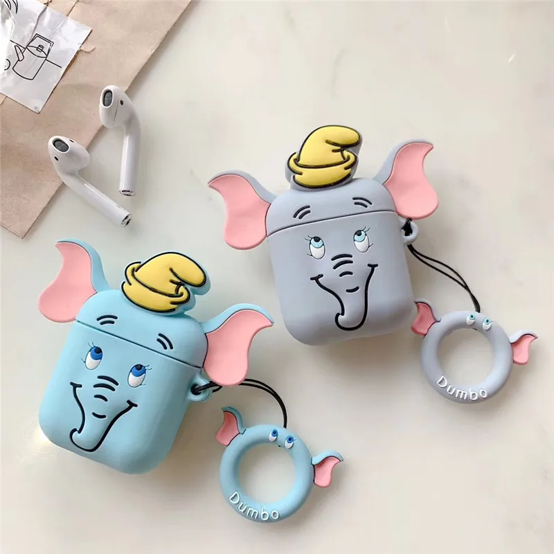 Air Pods 2 милый слон аксессуары силиконовые Мультяшные наушники Чехлы для Apple Airpods