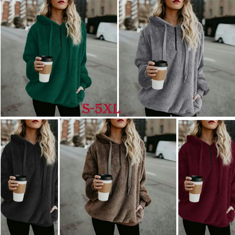 HEE GRAND/2018 женские толстовки размера плюс 5XL из флока розовые Свободные с капюшоном