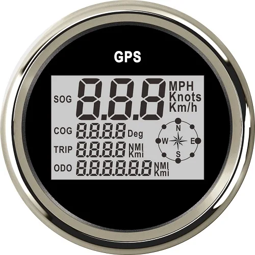 Black Silver-GPS 85 мм lcd Цифровой Автомобильный спидометр gps одометр 0-999 узлов км/ч mph 12 В/24 В с подсветкой морская яхта Мотоцикл лодка автомобиль - Цвет: Black Silver-GPS