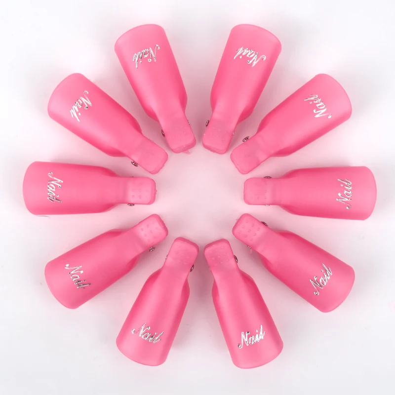 10 шт пластик дизайн ногтей замочить колпачок зажим для пальцев розовый цвет