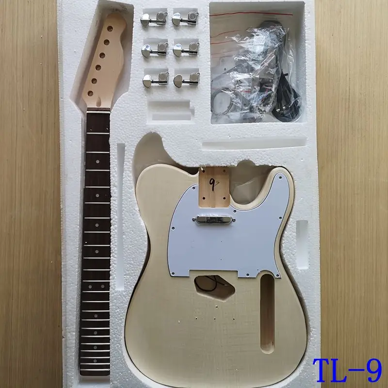 TL стиль электрогитара DIY комплект тигровый узор шпон класс липа тело жесткий клен шеи палисандр гриф материалы набор - Цвет: CLDJT56-9