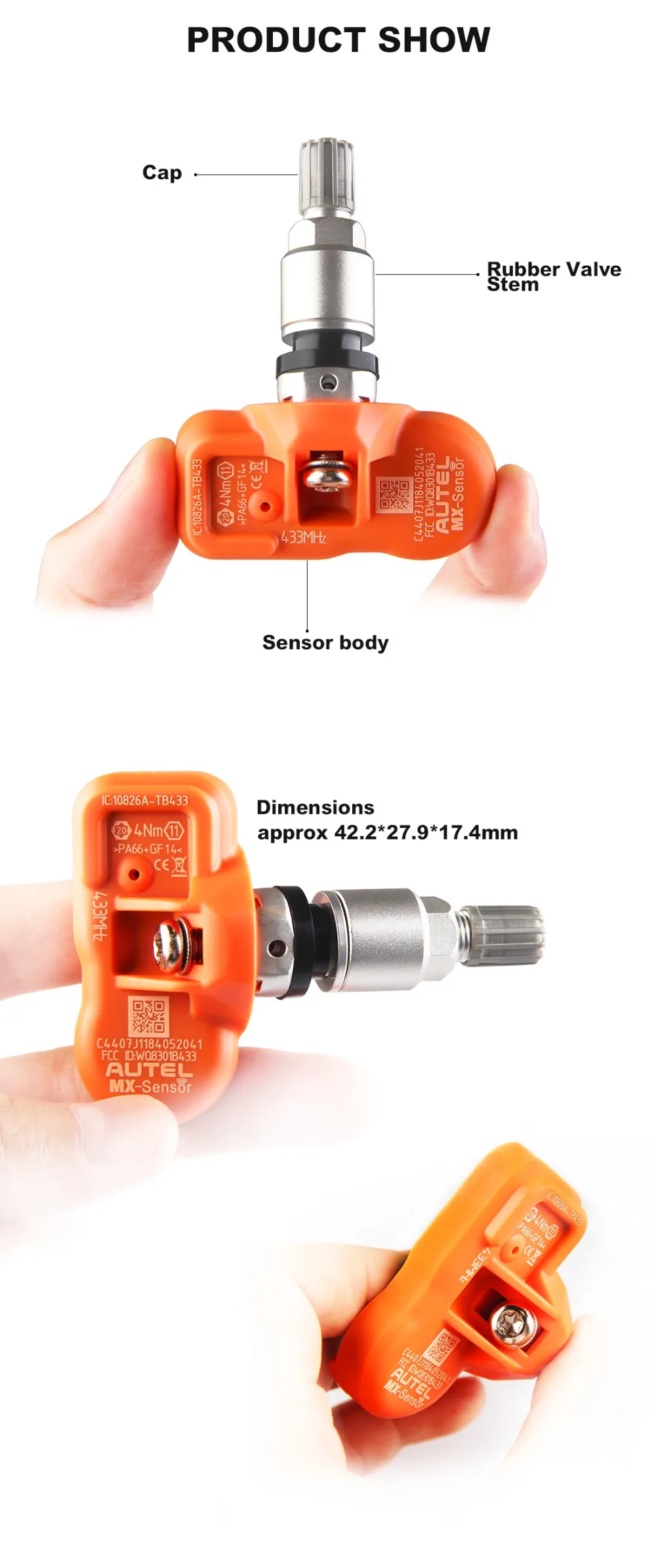 4 шт. autel TPMS сенсор инструмент для ремонта автомобилей шин сигнализация давления в шинах датчик MX 433 МГц Поддержка программирование с TS501/TS508k