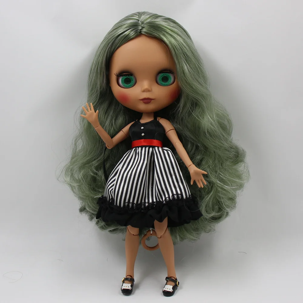 Ледяная фабрика blyth кукла Темный кожный шарнир тело Новый матовый лицо золотой