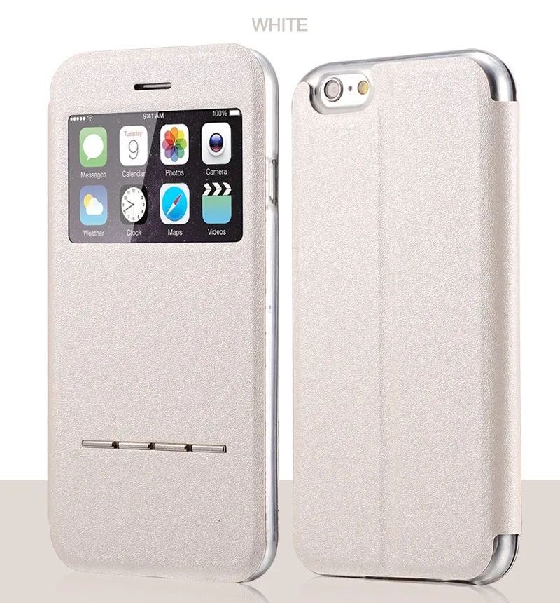 Роскошный чехол с окошком обзора для iPhone 8, 7 Plus, чехол-книжка для iPhone на 5S, 5C, SE, 6, 6 S, 7 Plus, X, раздвижной чехол для телефона