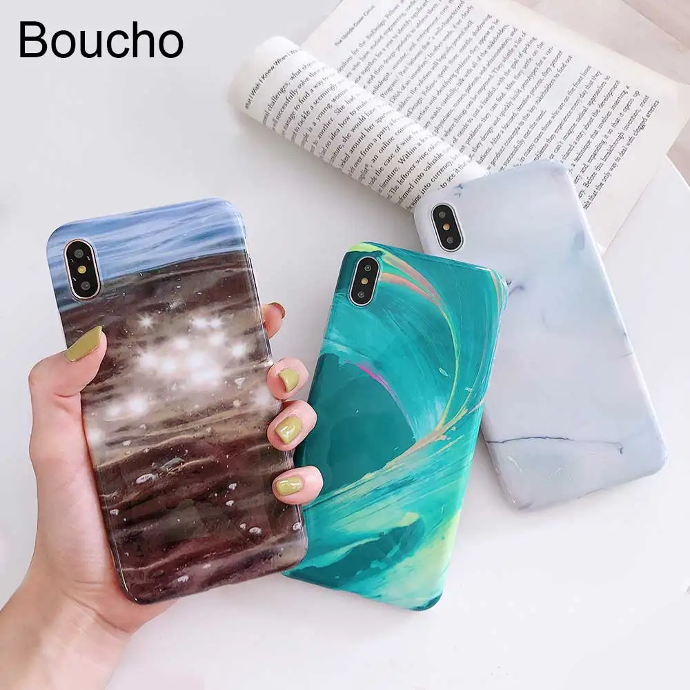 Чехол для телефона Boucho iphone 8 7 6 6S Plus Модный Цветной чехол под мрамор с морским дном