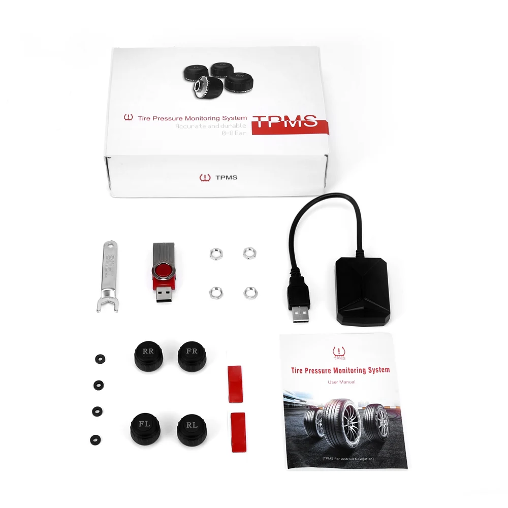 USB Android TPMS автомобильный монитор давления в шинах 4 внешних датчика 116psi система