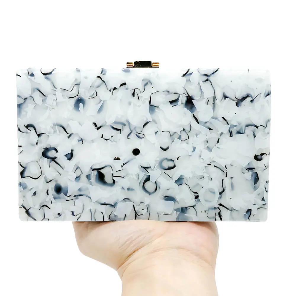 Boutique De FGG рисунок под мраморный камень Женская акриловая прямоугольная сумочка вечерние сумки Дамская сумка на плечо с цепочкой металлические клатчи на день
