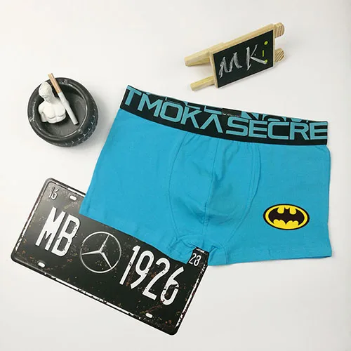 batman2 Мужское нижнее белье с принтом Бэтмена, боксеры, шорты, чёсаный хлопок, Мультяшные одноцветные мужские трусы, нижнее белье, мужские боксеры - Цвет: batman2