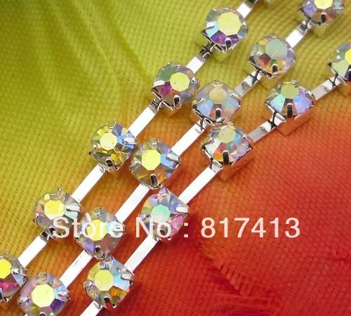 SS16 Fashion Костюм с аппликацией Clear AB crystal glass разы 4 мм закрытые серебряные цепи 10
