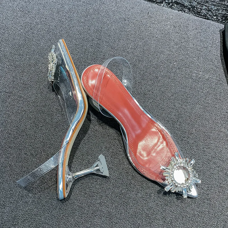 

Туфли женские прозрачные на высоком каблуке, ПВХ, модные сандалии, пикантные туфли для банкета, странные каблуки, лето