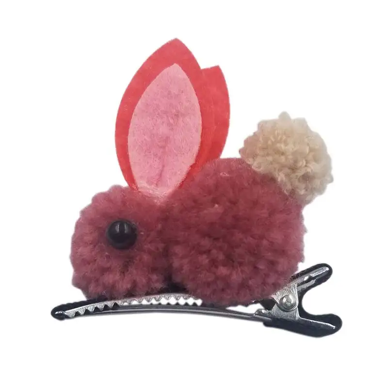 Hair Clip Dark Pink Резинка для волос для детей, 1 шт., кролик, дети, девочки, регулируемый плюшевый кролик с ушами, заколка для волос, повязка на голову, изящные подарки, животное - Цвет: Hair Clip Dark Pink