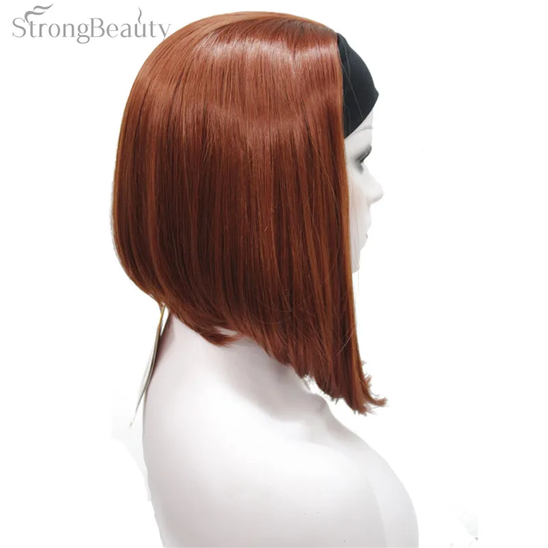StrongBeauty половина женские 3/4 парик с оголовьем прямые синтетические монолитные волосы женские парики 10 цветов