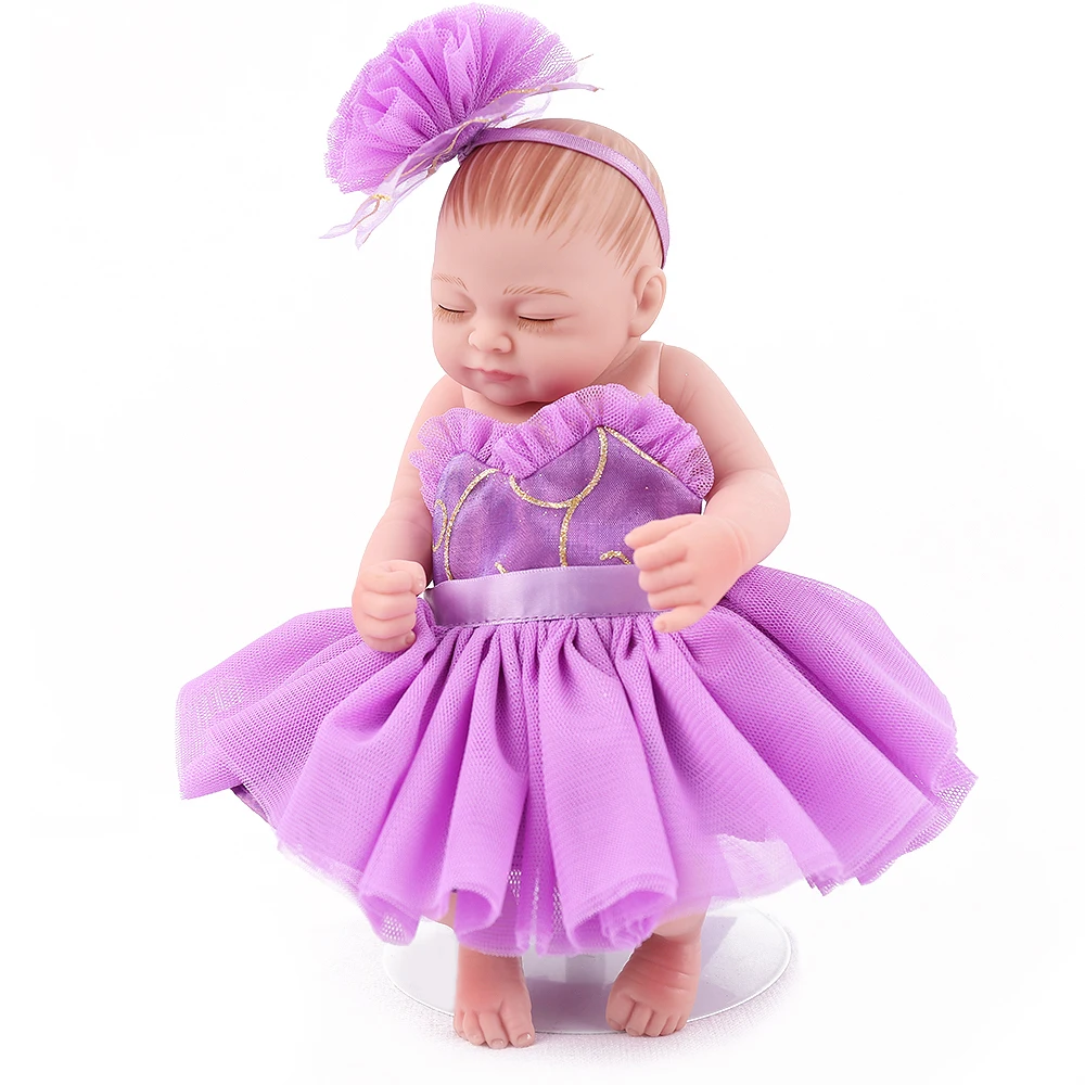 Кукла NPK Reborn Baby Mini 10 дюймов фиолетовое платье для девочек Акционная коллекция