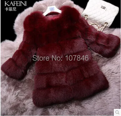 Роскошное Женское пальто из натурального Лисьего меха с круглым вырезом зимний