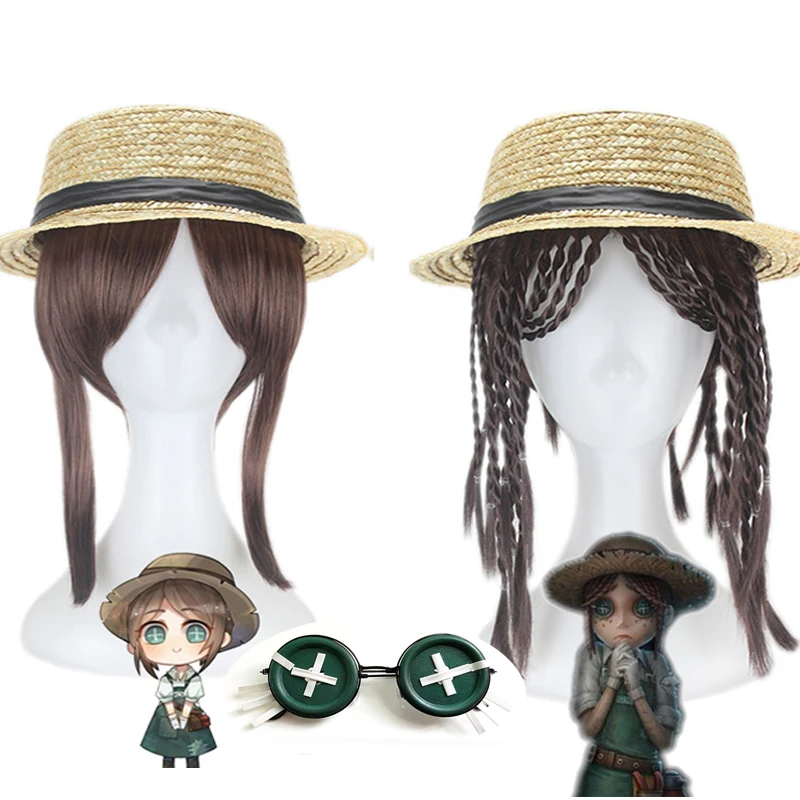 Identity V Косплей парики садовник Эмма Вудс косплей парик очки шляпа Хэллоуин Карнавал вечерние парики реквизит для косплея