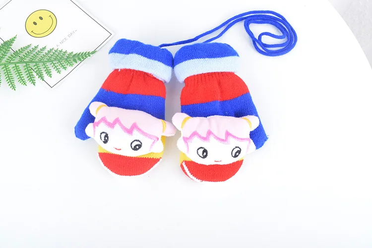 2-6 Years Kids Gloves Boys Girls Plus Velvet Knitted Gloves Fingerless Winter Plush Warm Mittens Cute Cartoon Children Gloves