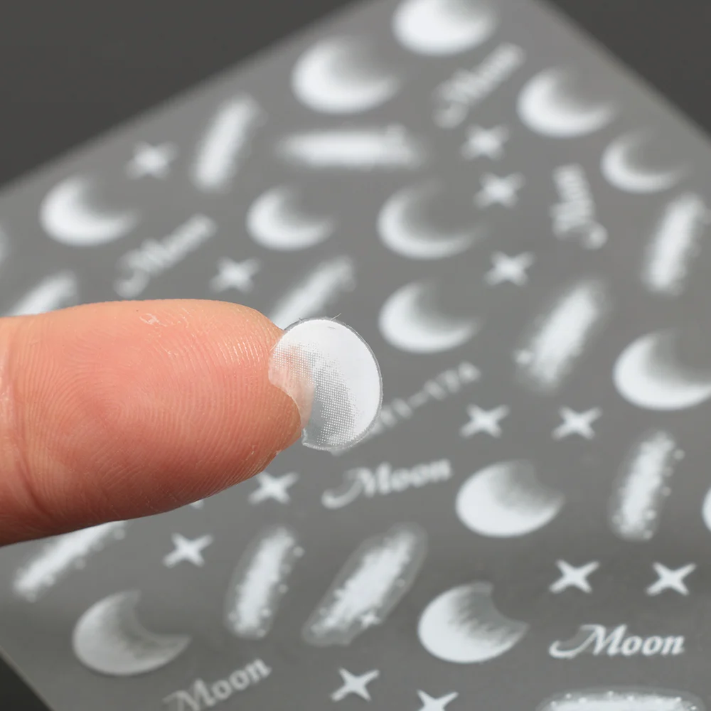 1 лист Moonlight стикеры 3D на ногти Nail Art Moon Eclipse наклейки для ногтей Звездные украшения