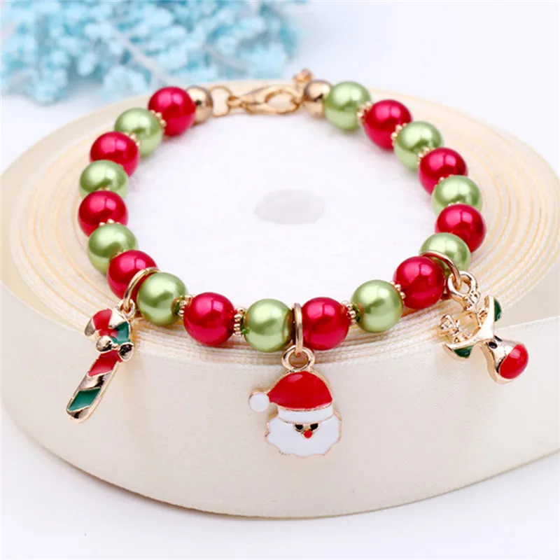 DoreenBeads Акриловые ручной работы бисерные браслеты красный и зеленый Рождество
