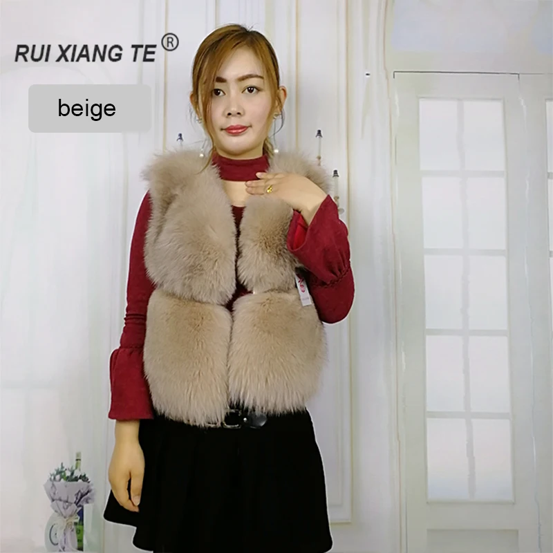 Бесплатная доставка женский жилет RuiXiangTe из натурального Лисьего меха короткий