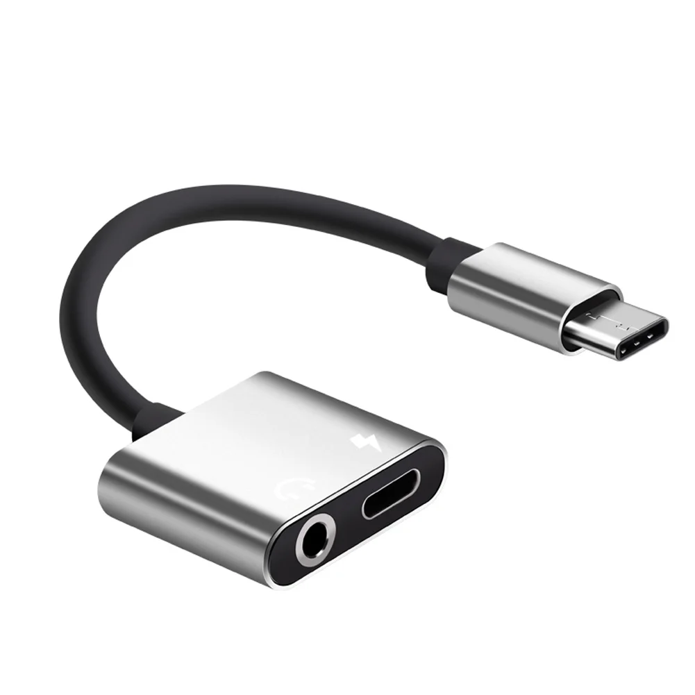 Адаптер для зарядки наушников 2 в 1 Type-C до 3 5 мм разъем Aux аудио USB C кабель JR